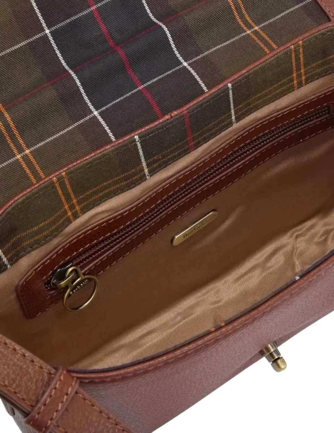 Barbour Bolso Bandolera Rosa Leather Marrón