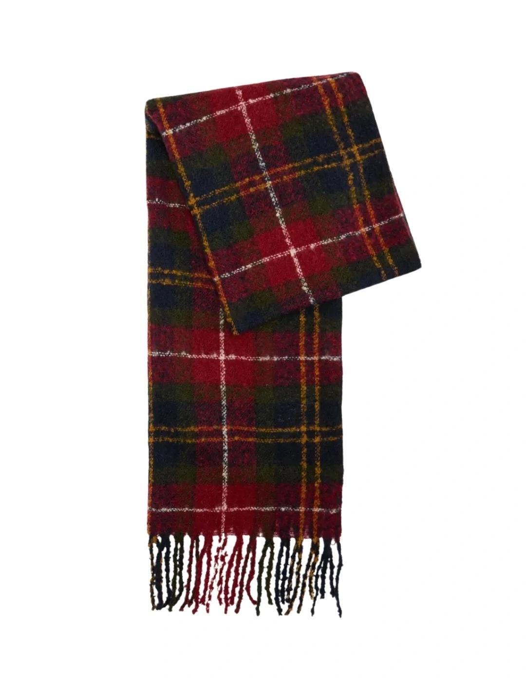 Barbour Bufanda y Gorro Saltburn Tartan rojo azul