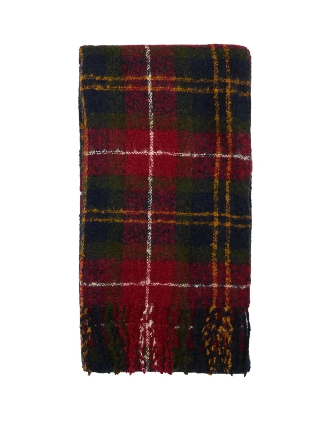 Barbour Bufanda y Gorro Saltburn Tartan rojo azul