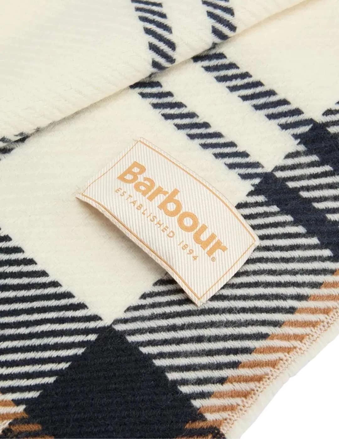 Barbour Bufanda y Gorro Pendle Beige y azul marino