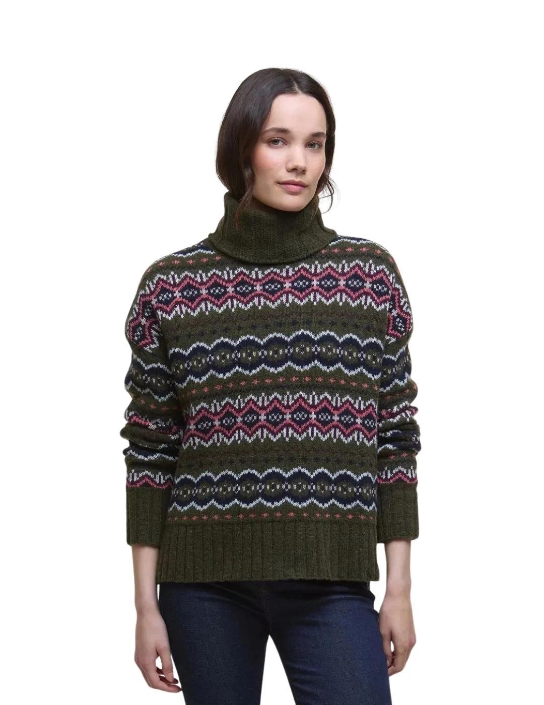 Barbour Jersey Helen Verde con patrón