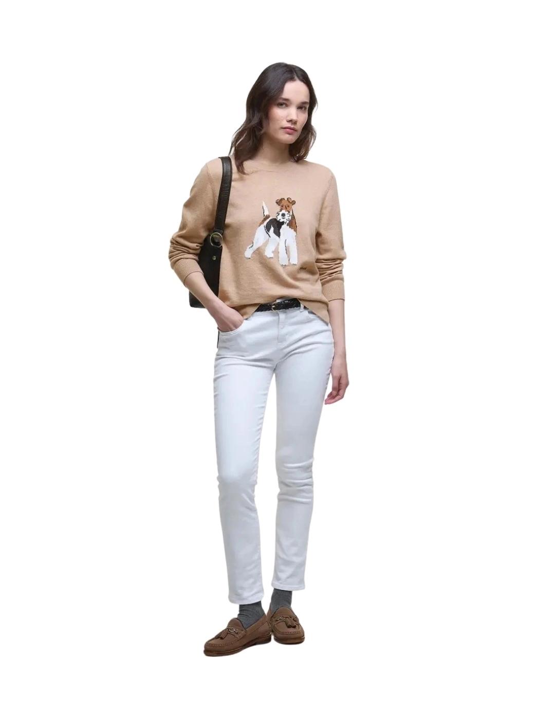 Barbour Jersey Fareham Beige perro