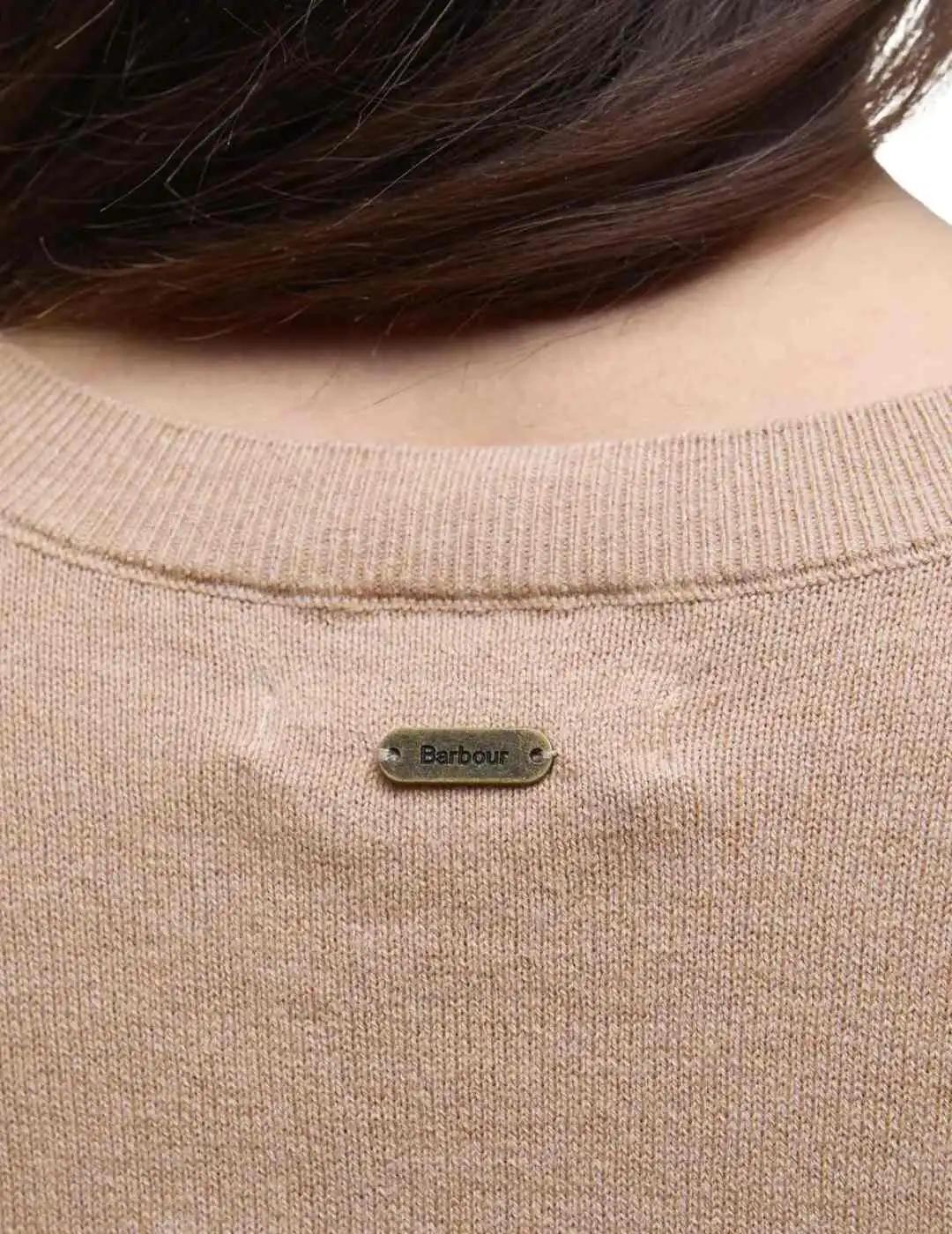 Barbour Jersey Fareham Beige perro