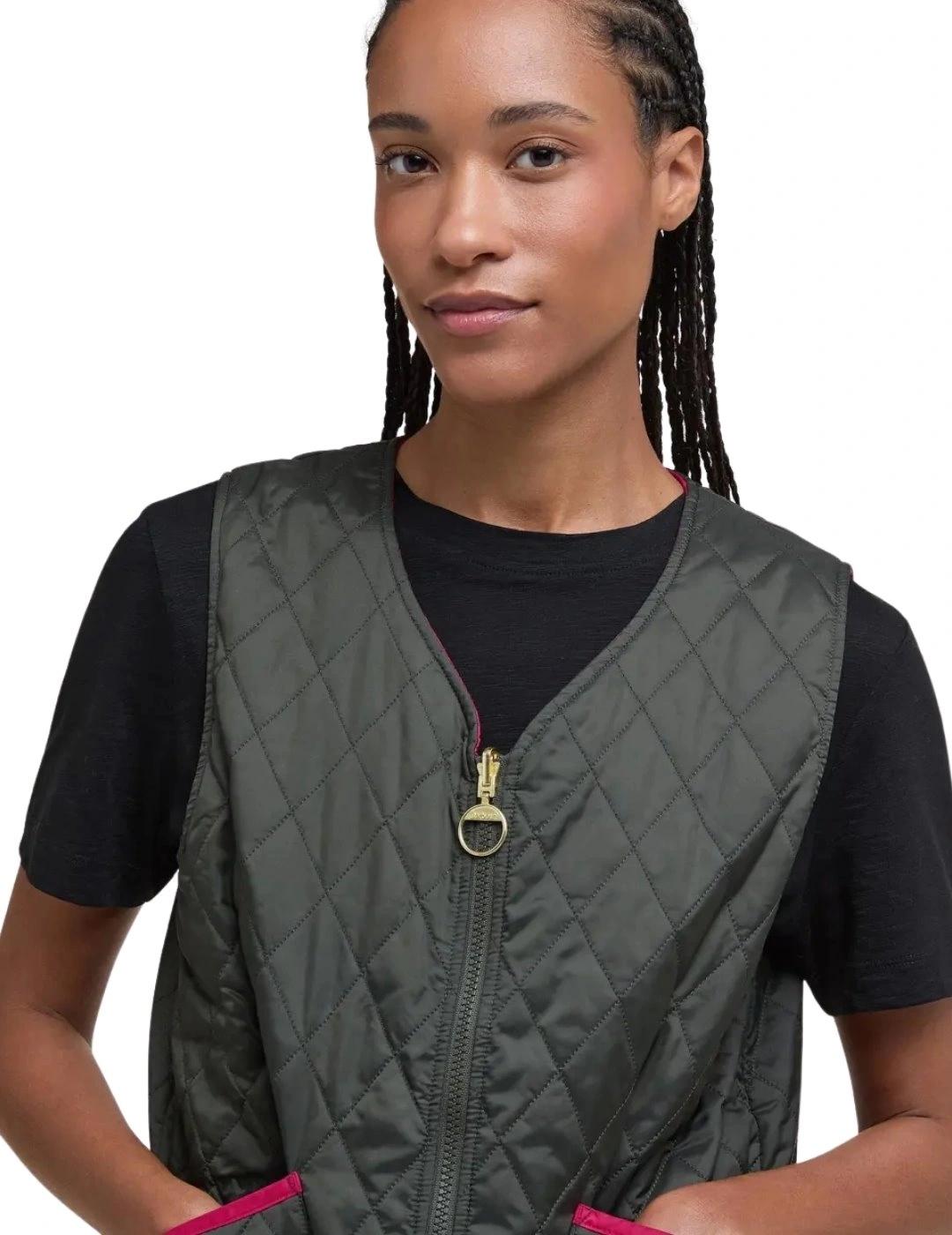 Barbour Chaleco My Barbour Reversible Verde y rosa