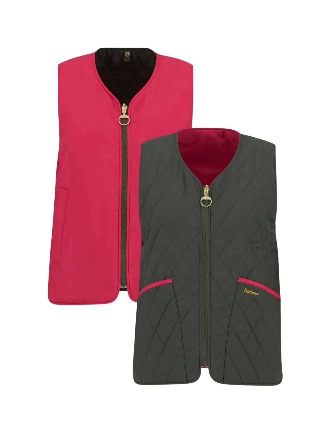 Barbour Chaleco My Barbour Reversible Verde y rosa