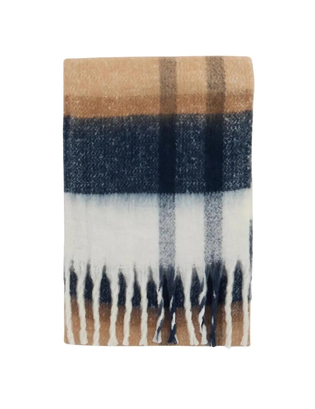 Barbour Bufanda Isla Tartan Boucle Beige y azul