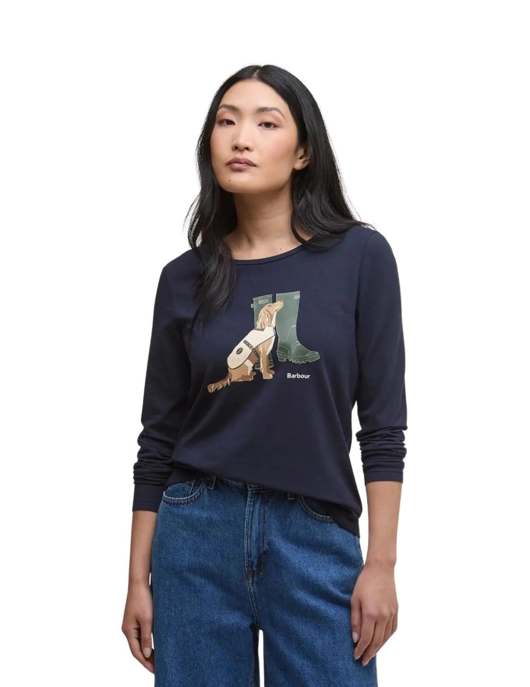 Barbour Camiseta Hedley Azul marino perro y bota