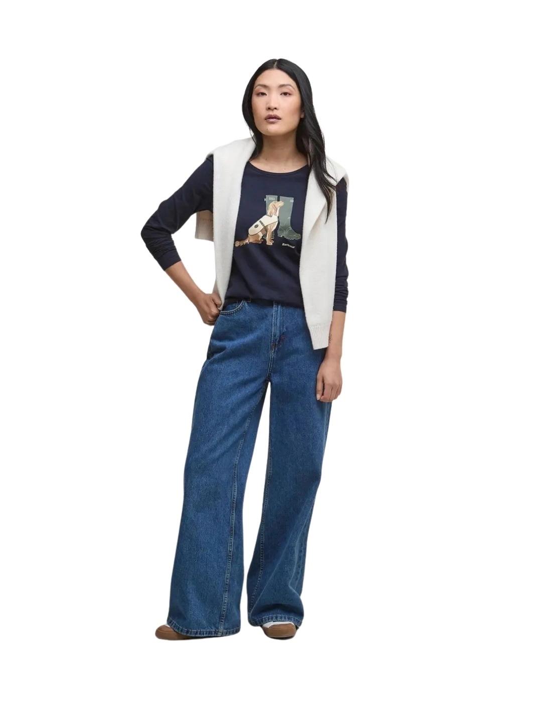 Barbour Camiseta Hedley Azul marino perro y bota