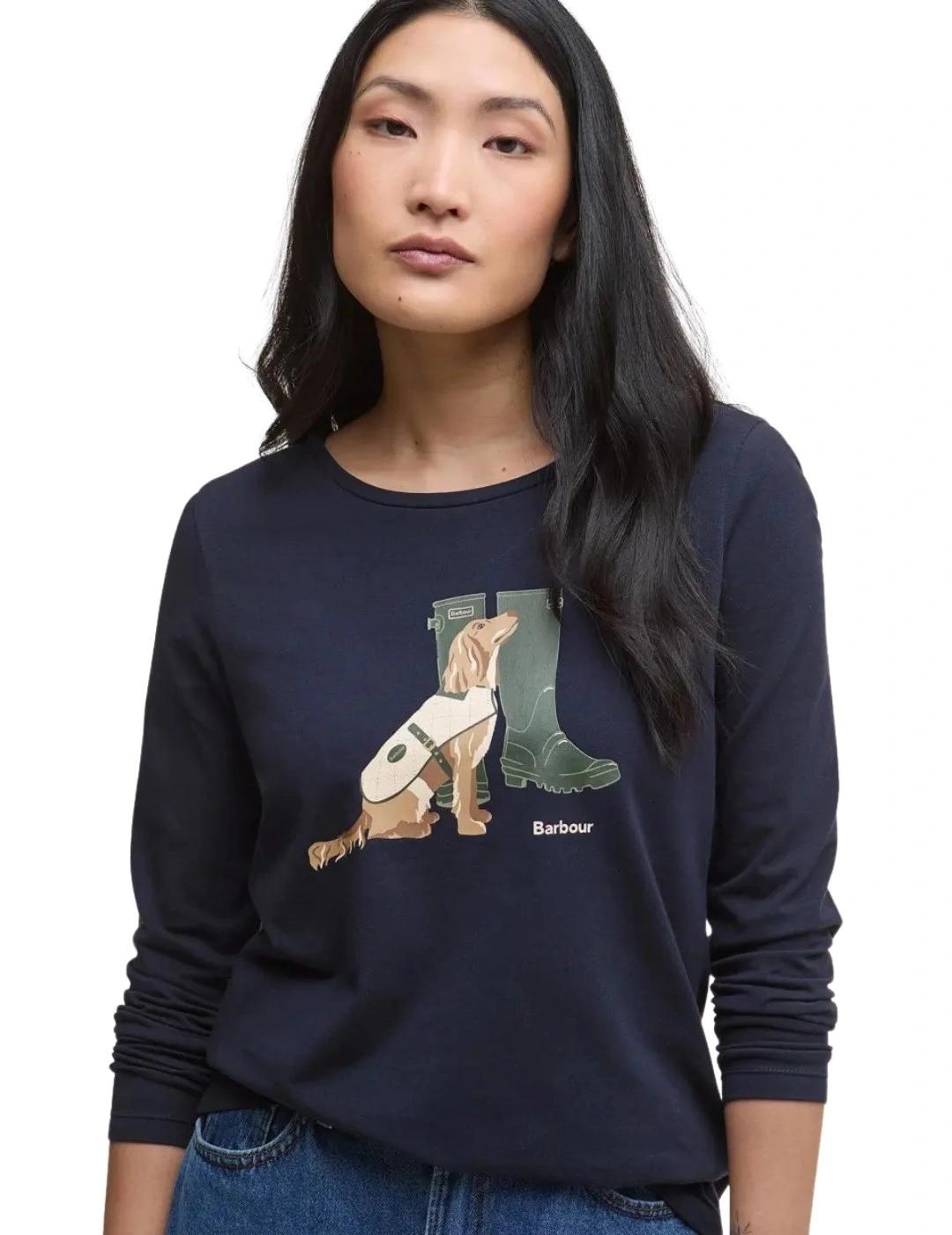 Barbour Camiseta Hedley Azul marino perro y bota