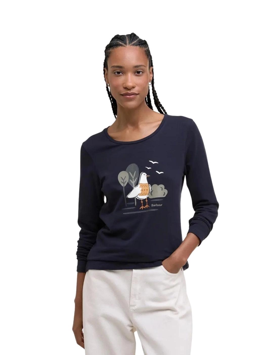 Barbour Camiseta Lossie Azul marino pájaro