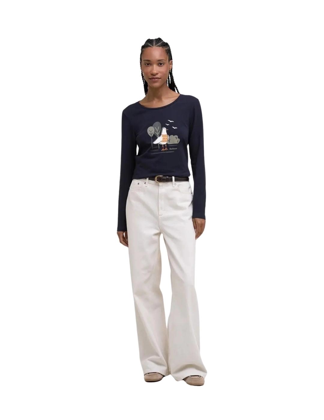 Barbour Camiseta Lossie Azul marino pájaro