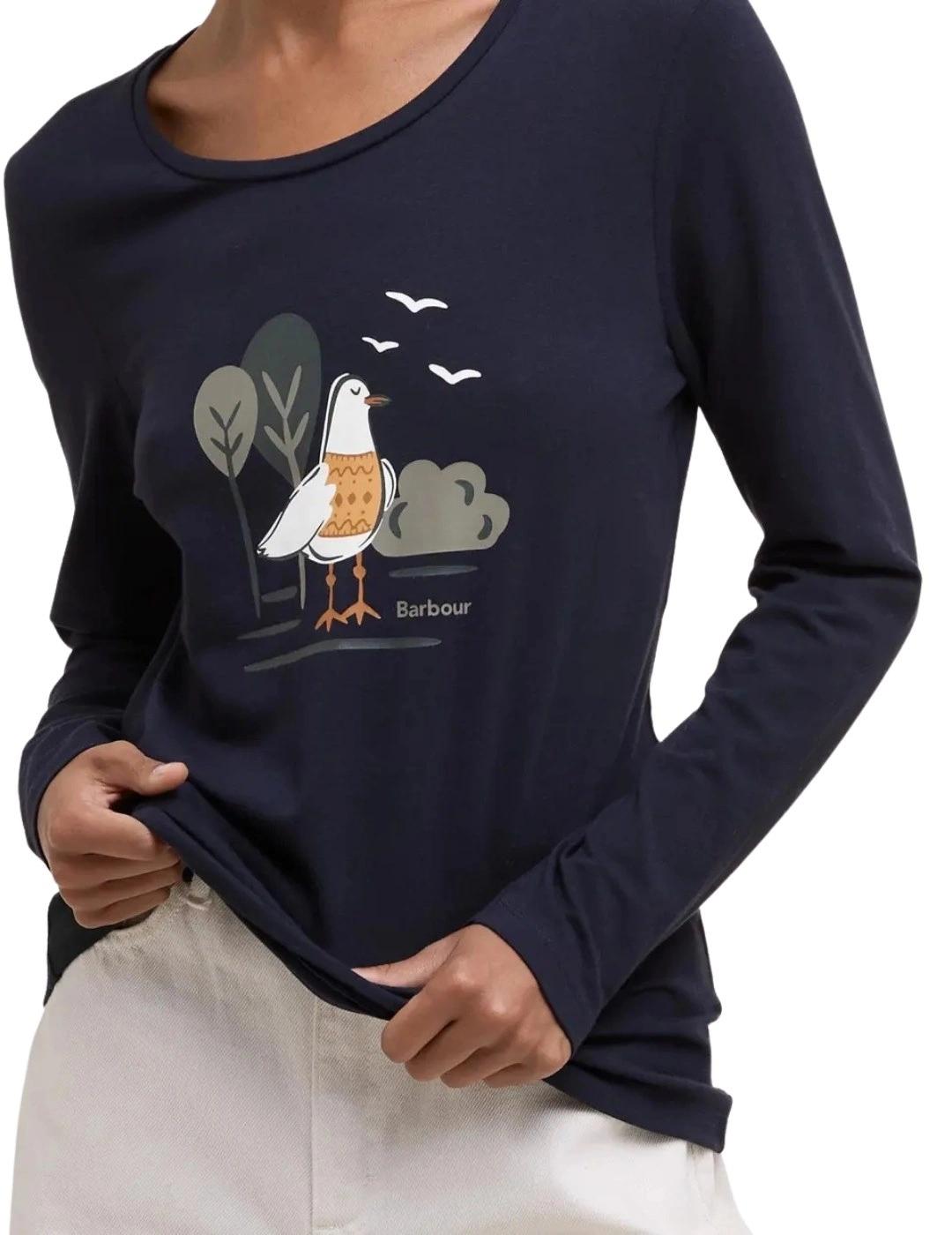 Barbour Camiseta Lossie Azul marino pájaro