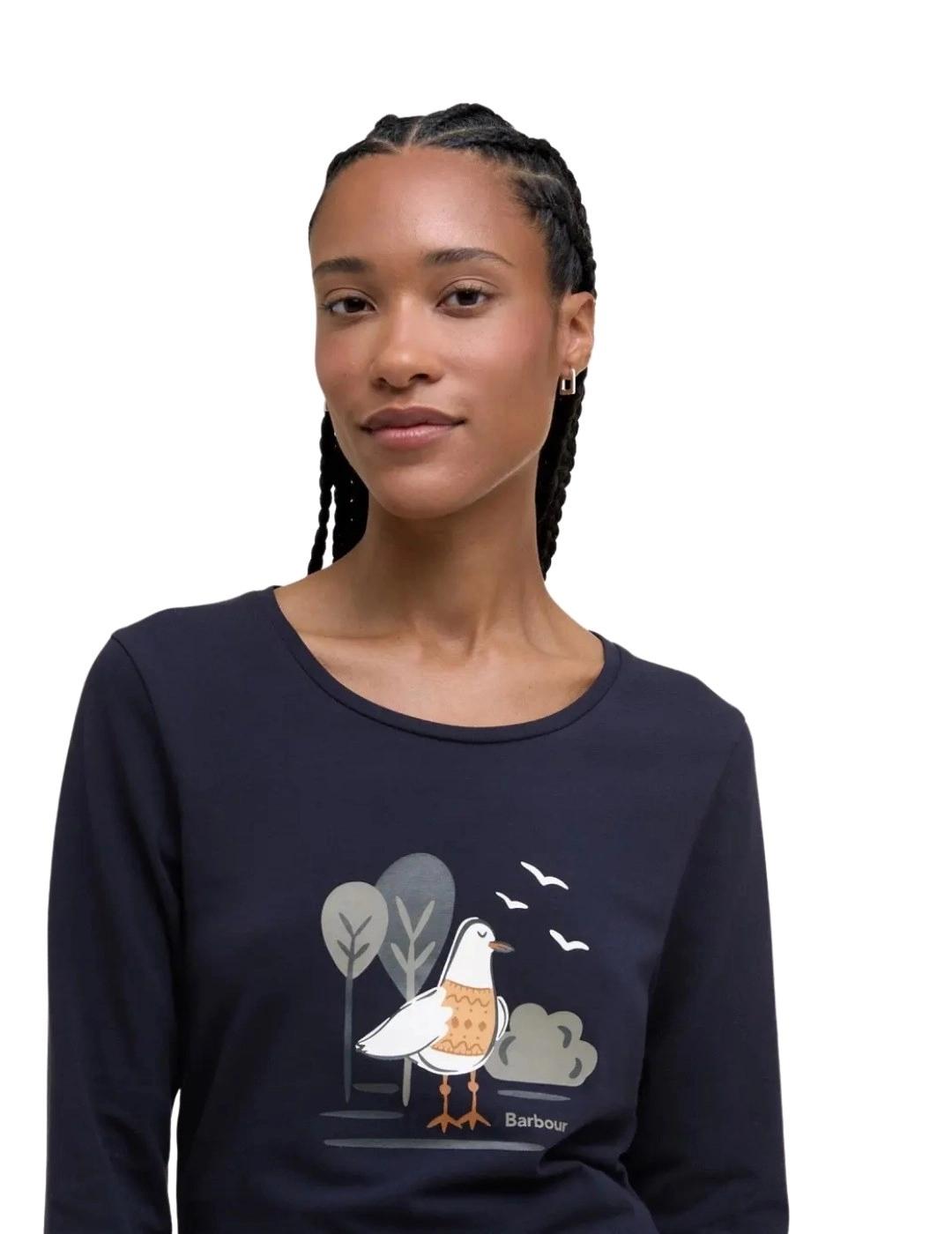 Barbour Camiseta Lossie Azul marino pájaro