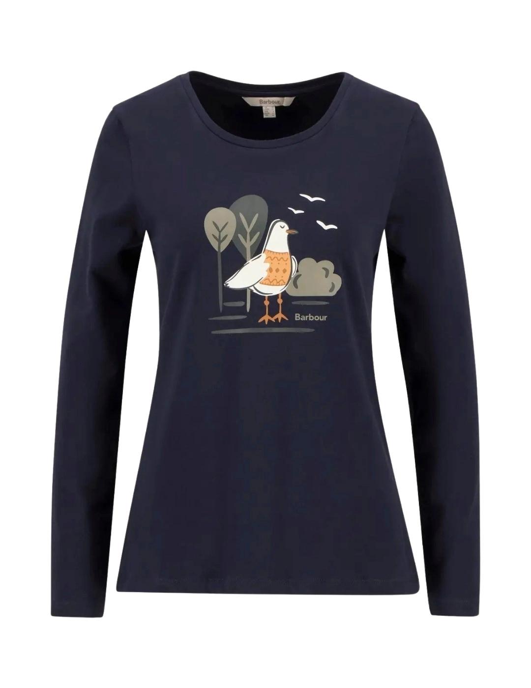 Barbour Camiseta Lossie Azul marino pájaro