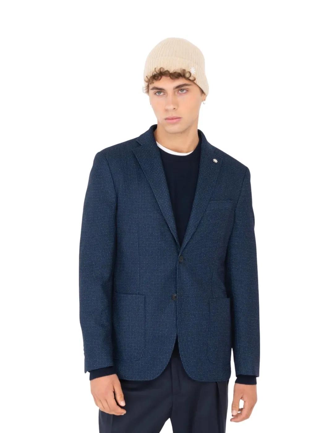 Manuel Ritz Americana de cuadros Azul marino