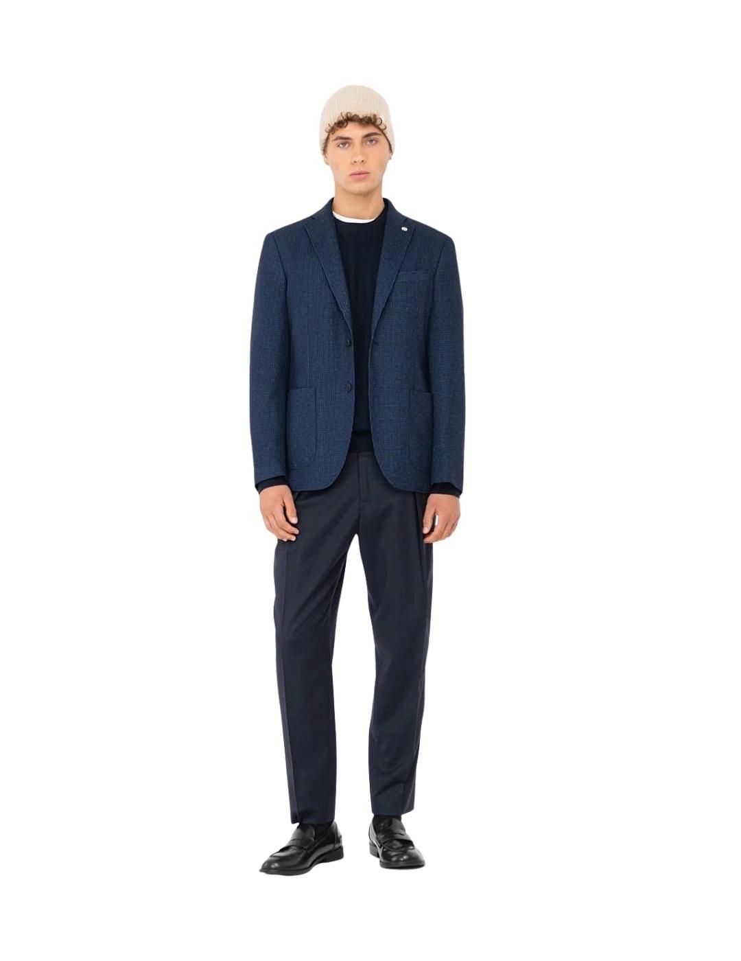 Manuel Ritz Americana de cuadros Azul marino