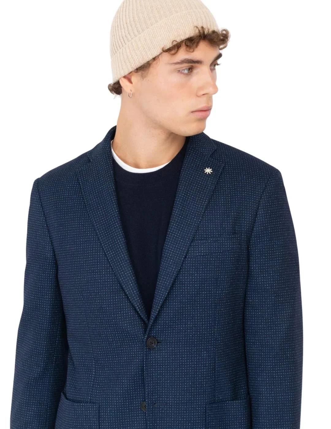 Manuel Ritz Americana de cuadros Azul marino