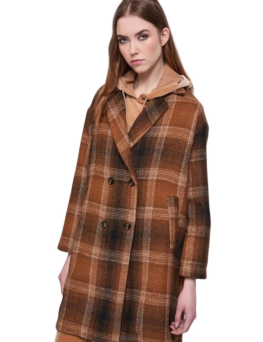 Gaudi Abrigo de cuadros cruzado Marrón