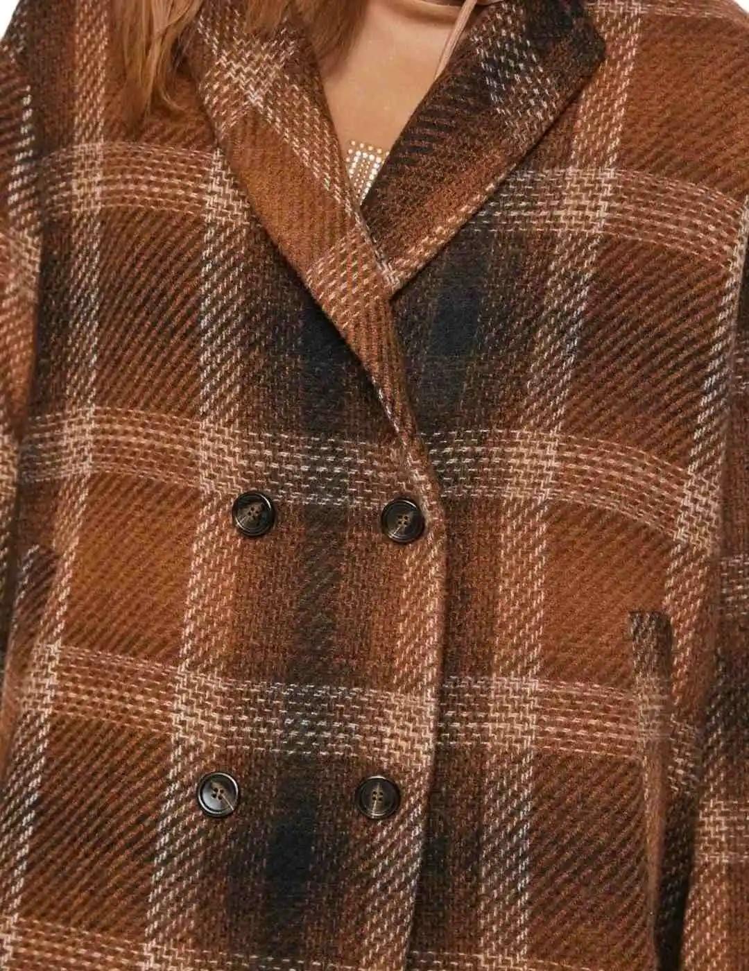 Gaudi Abrigo de cuadros cruzado Marrón