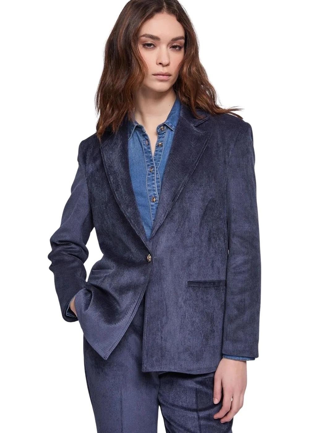 Gaudi Blazer de terciopelo Azul con botón