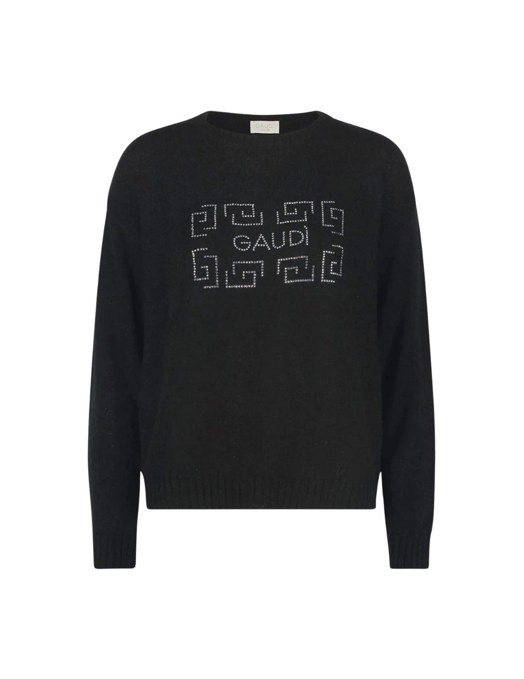 Gaudi Jersey con pedrería Negro