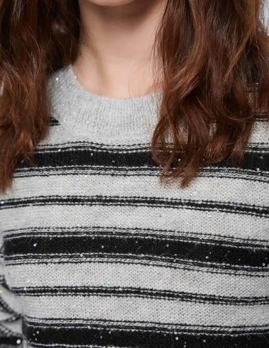 Gaudi Jersey de lentejuelas a rayas Gris y negro