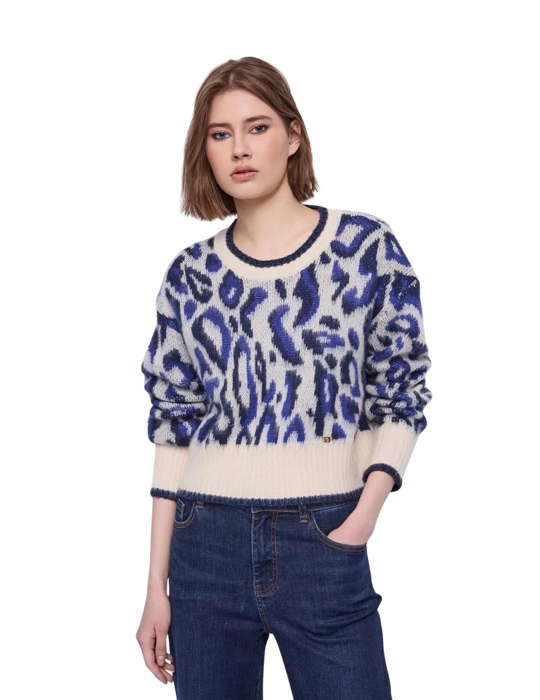 Gaudi Jersey estampado jacquard Azul y blanco