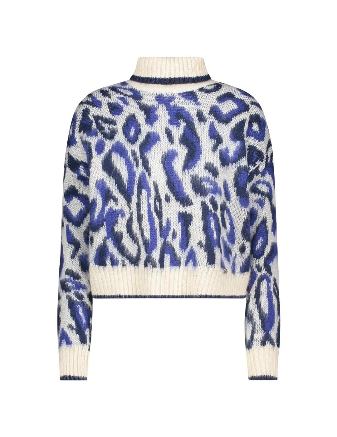 Gaudi Jersey cuello alto estampado jacquard Azul