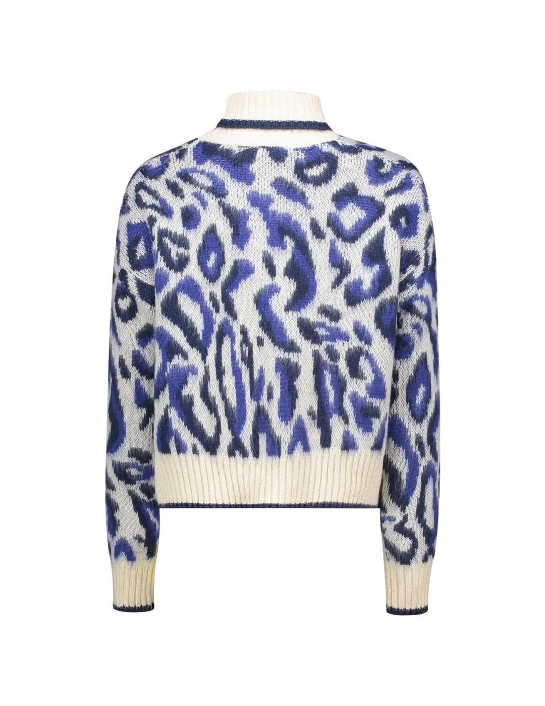 Gaudi Jersey cuello alto estampado jacquard Azul