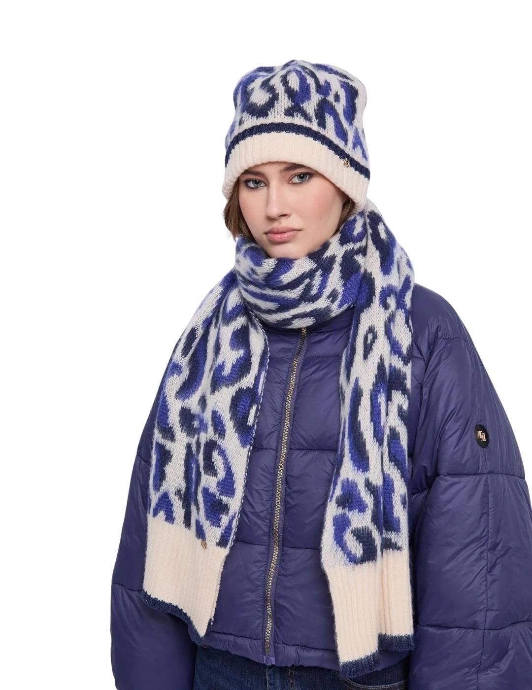 Gaudi Bufanda estampada jacquard Azul y blanco