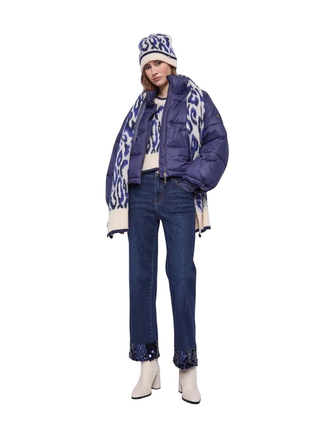 Gaudi Bufanda estampada jacquard Azul y blanco