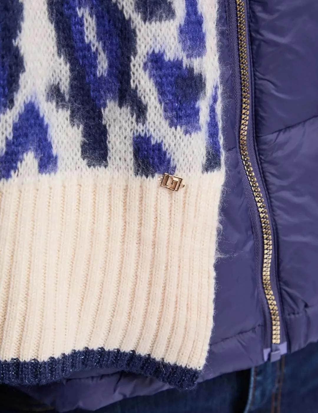 Gaudi Bufanda estampada jacquard Azul y blanco