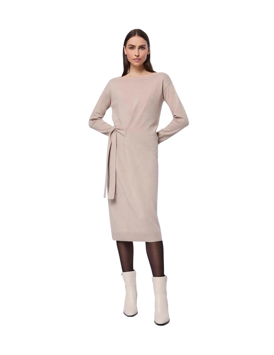Gaudi Vestido de punto Beige con lazo