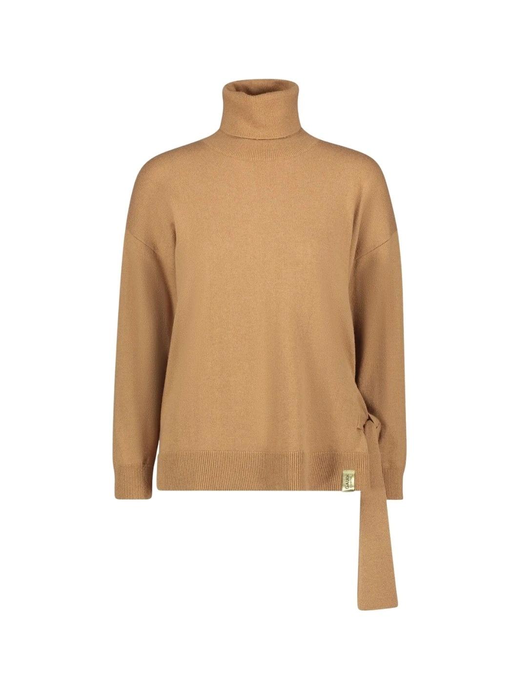 Gaudi Jersey de cuello alto Marrón con lazo