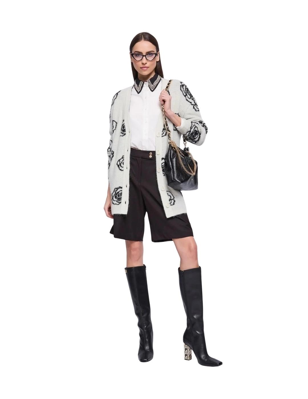 Gaudi Cárdigan estampado de flores Blanco y negro