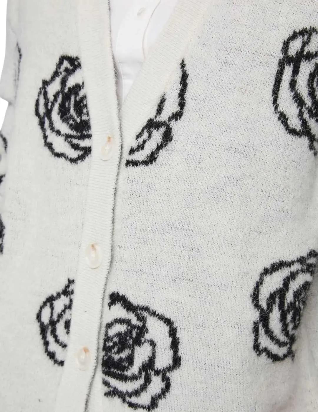 Gaudi Cárdigan estampado de flores Blanco y negro