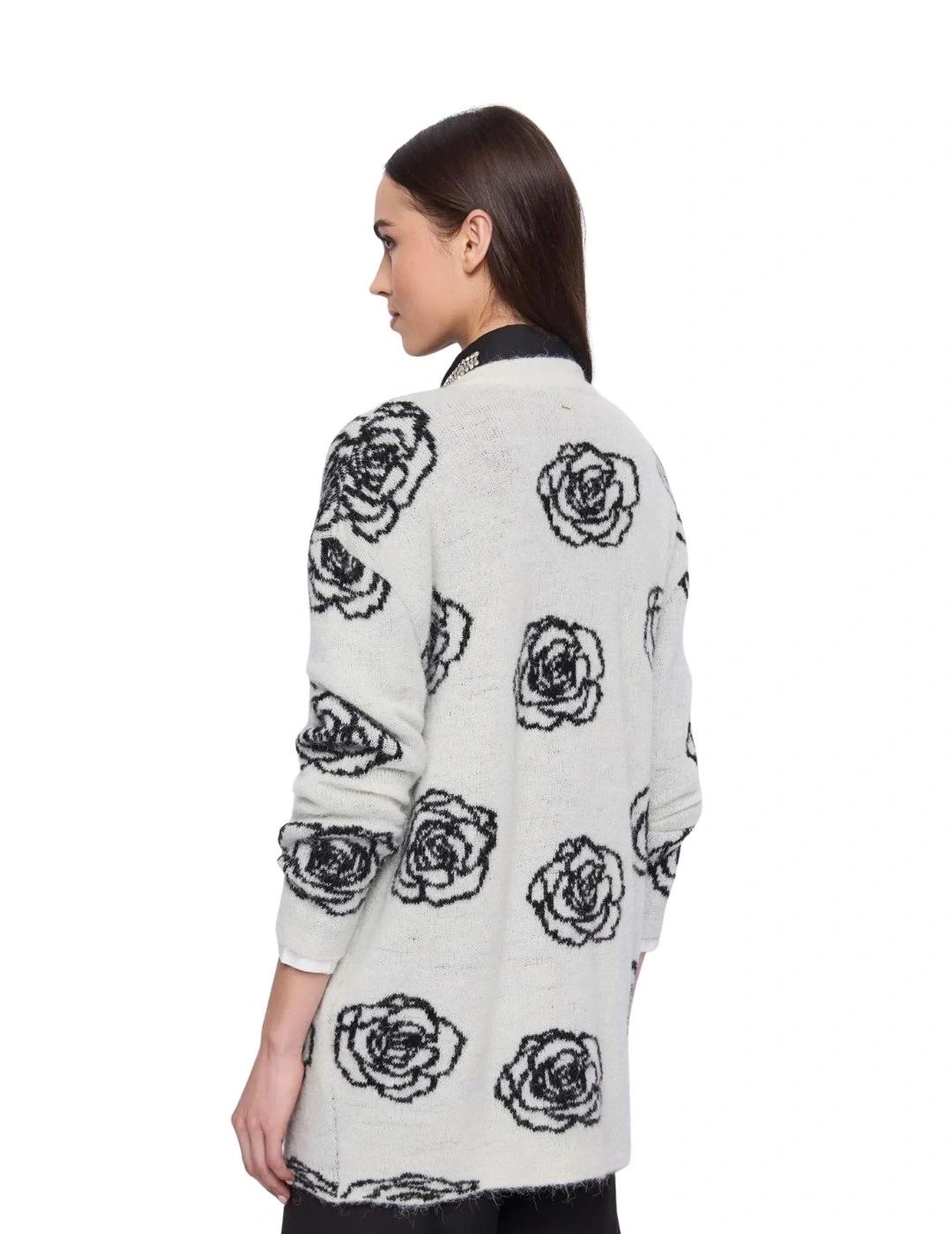 Gaudi Cárdigan estampado de flores Blanco y negro