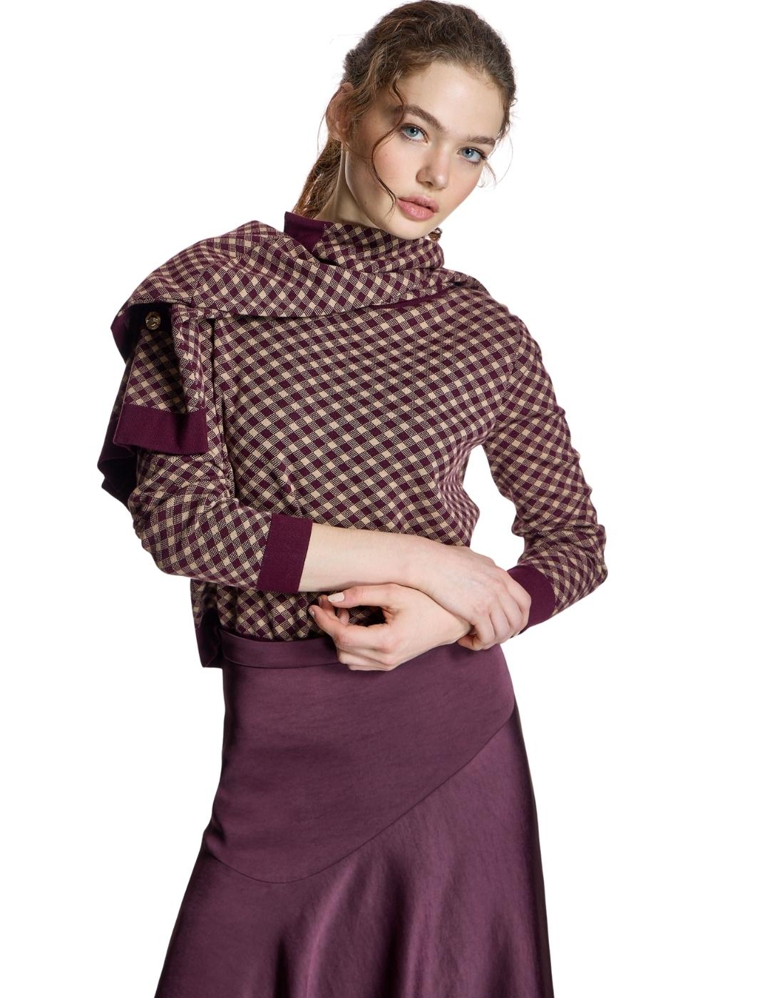 Alba Conde Jersey Vichy burdeos