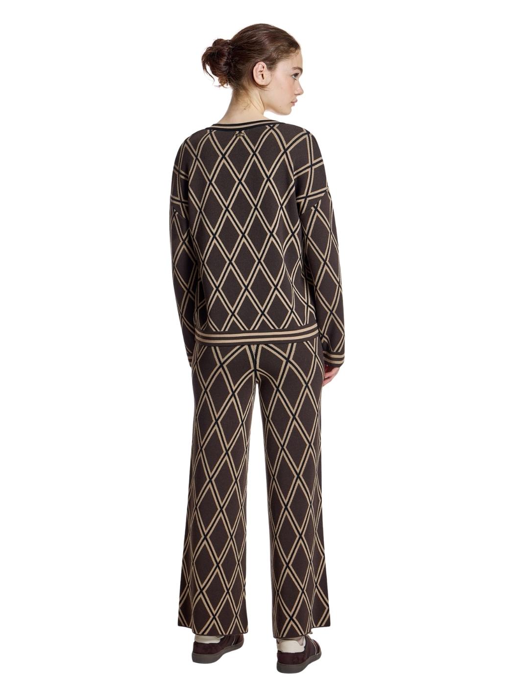 Alba Conde Pantalón Punto Marrón