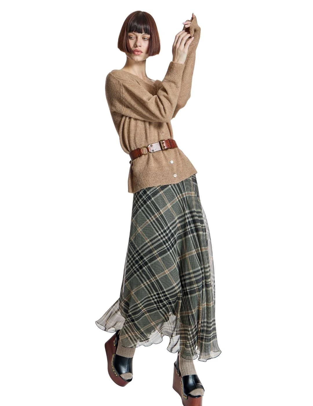 Alba Conde Falda de gasa de cuadros