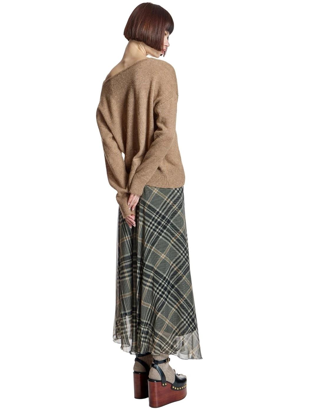 Alba Conde Falda de gasa de cuadros