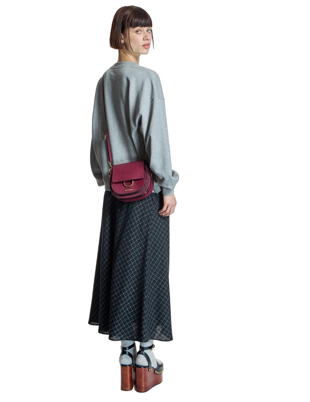 Alba Conde Falda larga de cuadros gris