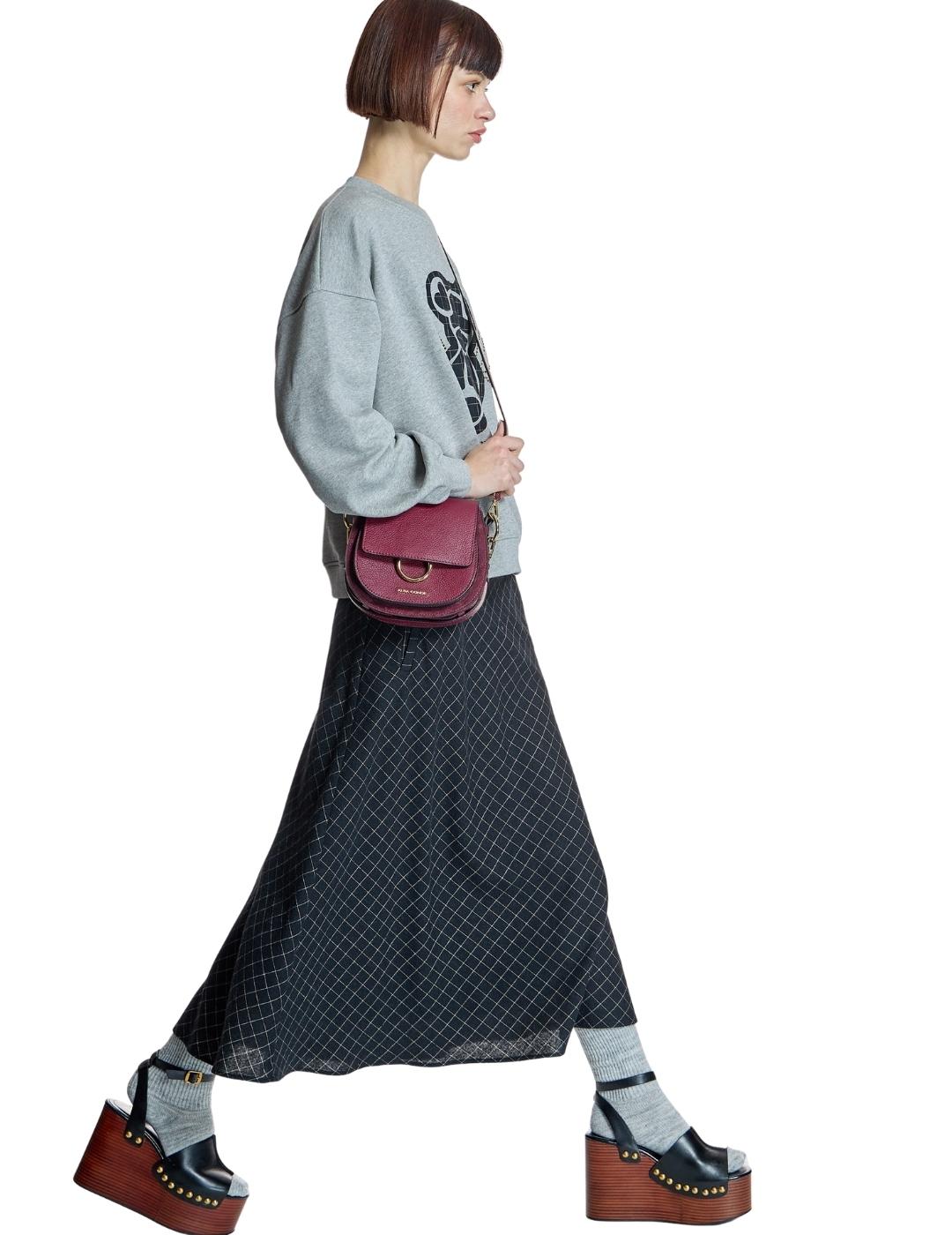 Alba Conde Falda larga de cuadros gris