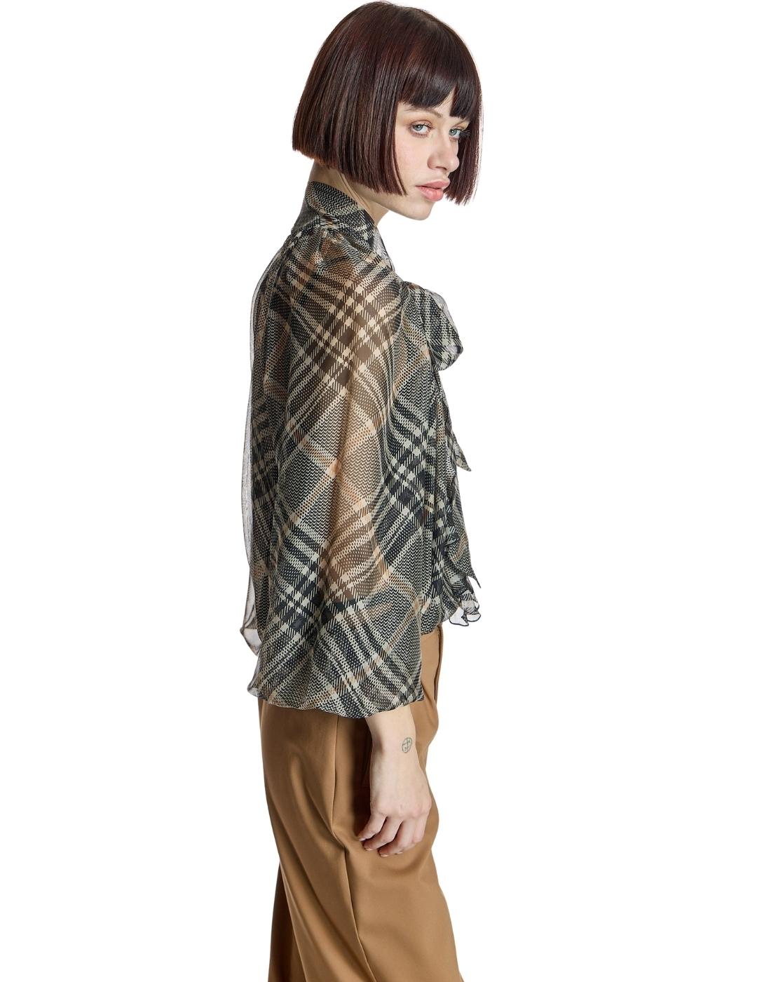 Alba Conde Blusa de gasa de cuadros