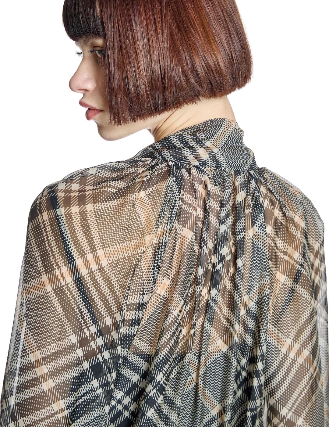 Alba Conde Blusa de gasa de cuadros