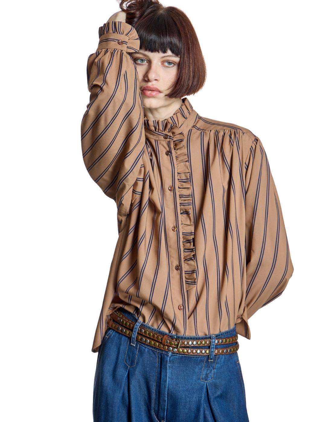 Alba Conde Blusa Camel de rayas