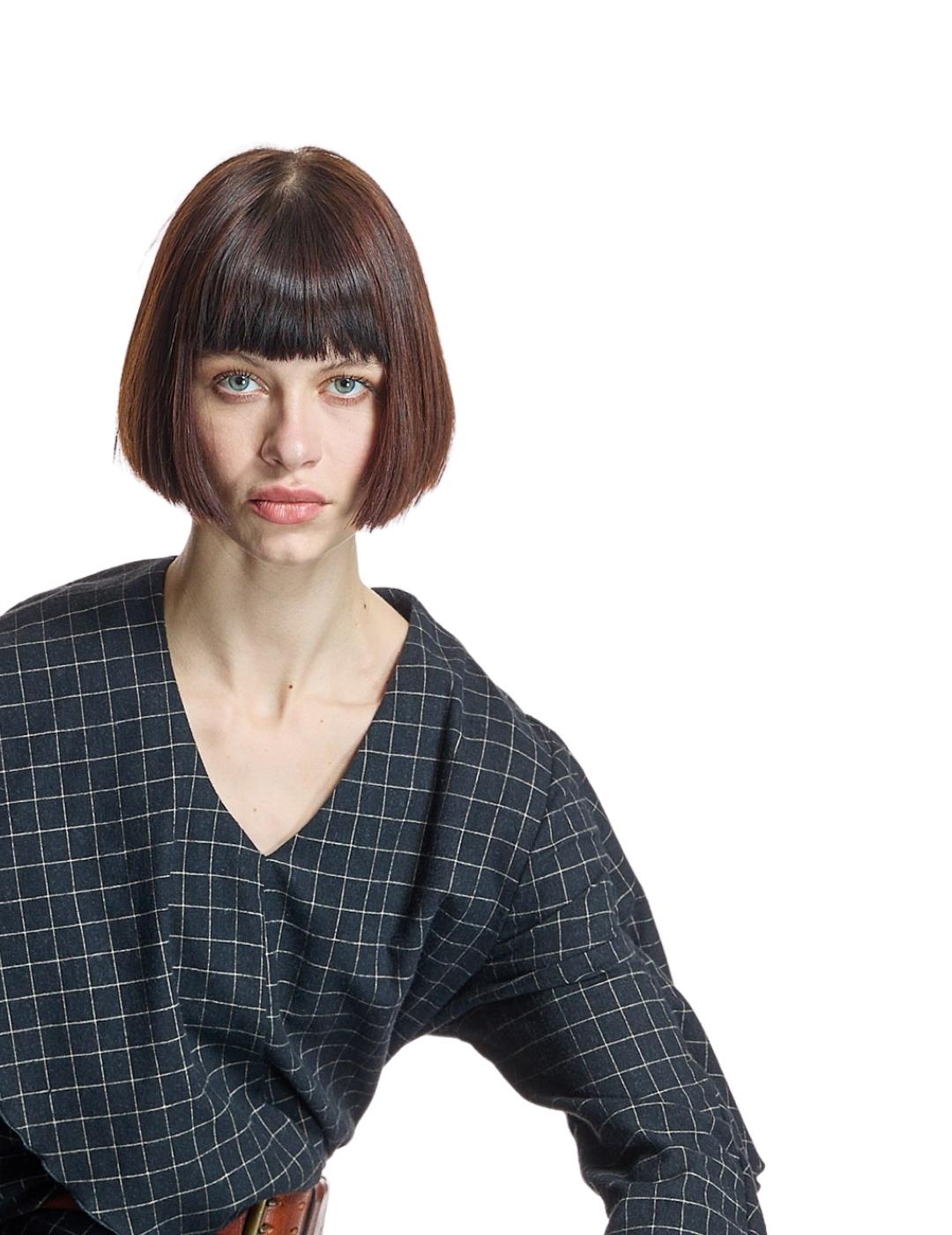 Alba Conde Blusa de cuadros gris