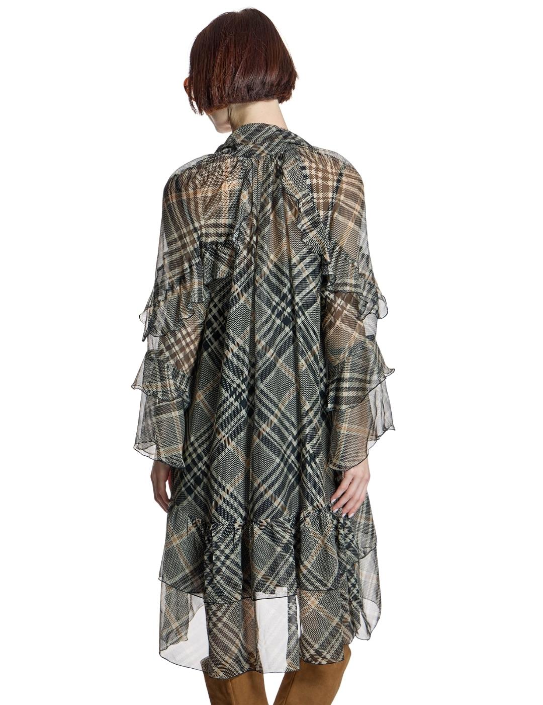 Alba Conde Vestido Corto de cuadros con volantes