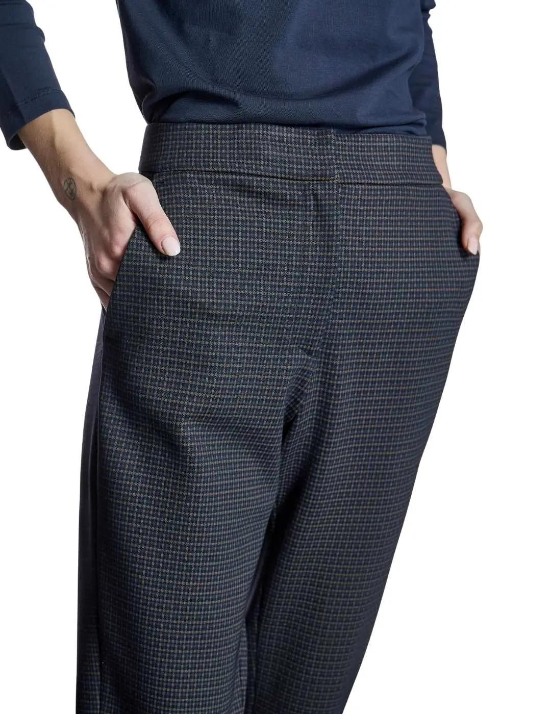 Alba Conde Pantalón cuadros Azul Marino