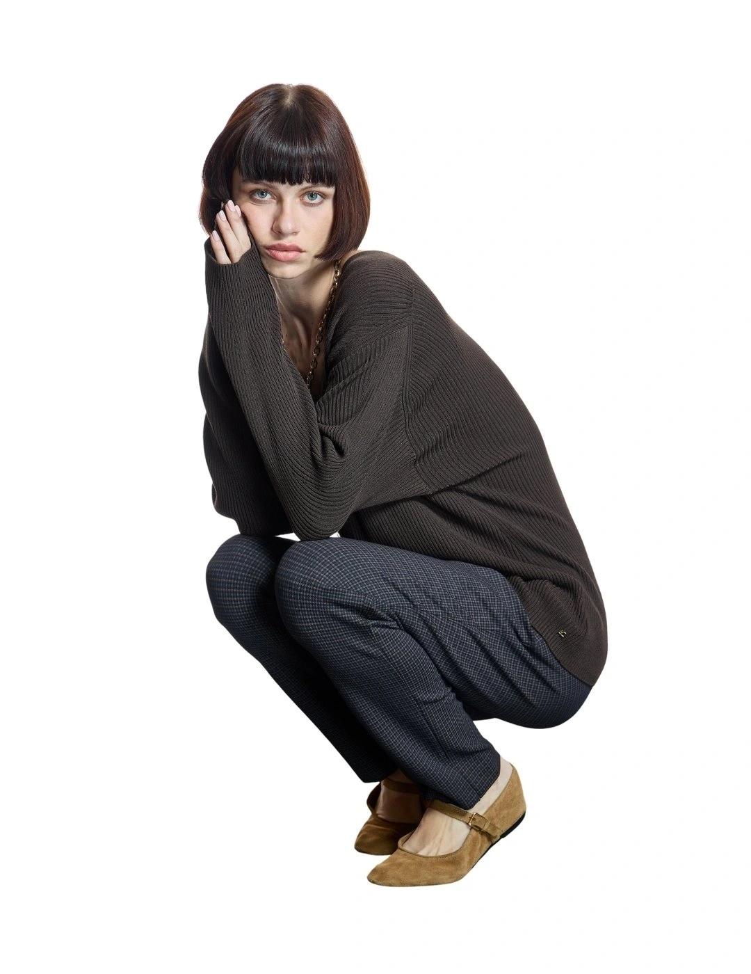 Alba Conde Pantalón cuadros Azul Marino